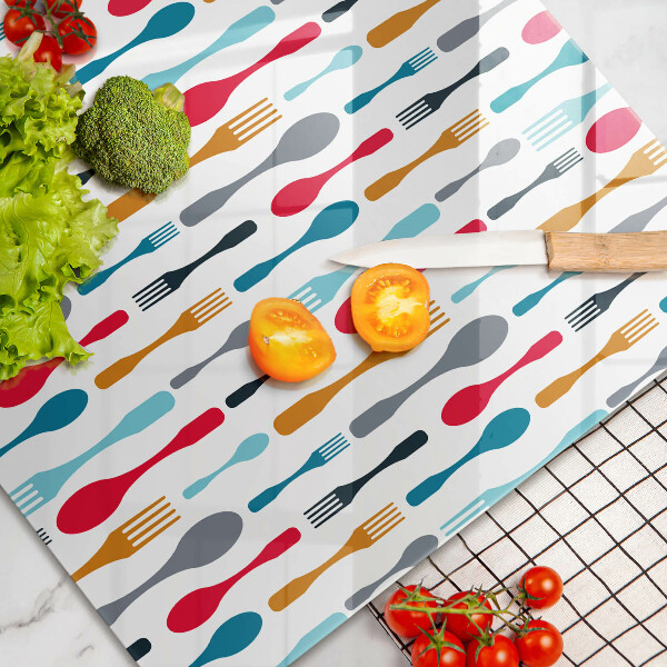 Tabla de cortar de vidrio Ilustración de cuchara