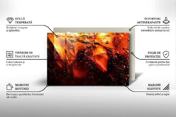 Tabla de cortar de vidrio Bebida de cola con hielo