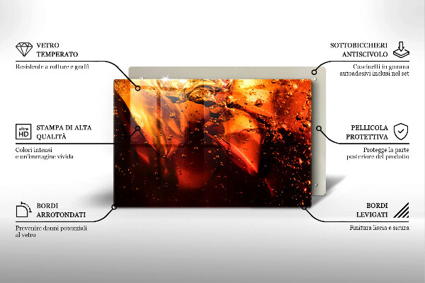 Tabla de cortar de vidrio Bebida de cola con hielo