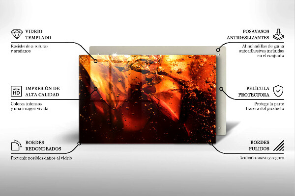 Tabla de cortar de vidrio Bebida de cola con hielo