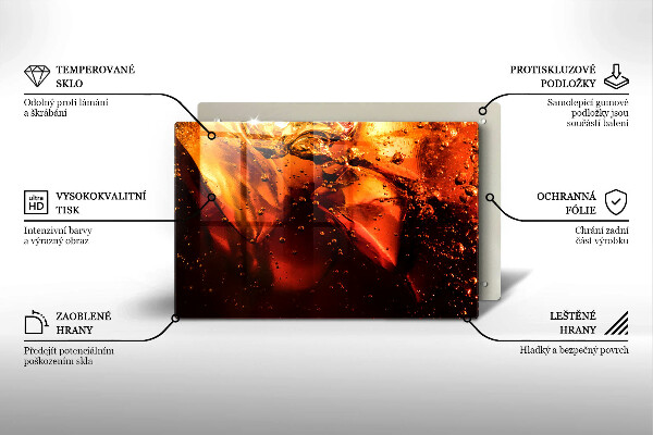 Tabla de cortar de vidrio Bebida de cola con hielo