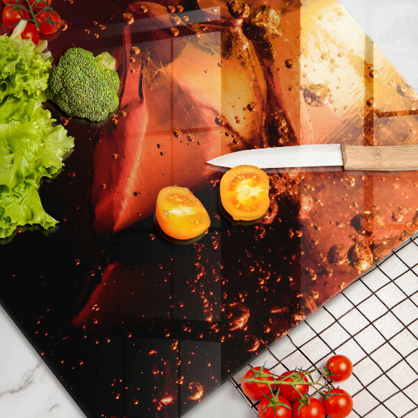 Tabla de cortar de vidrio Bebida de cola con hielo