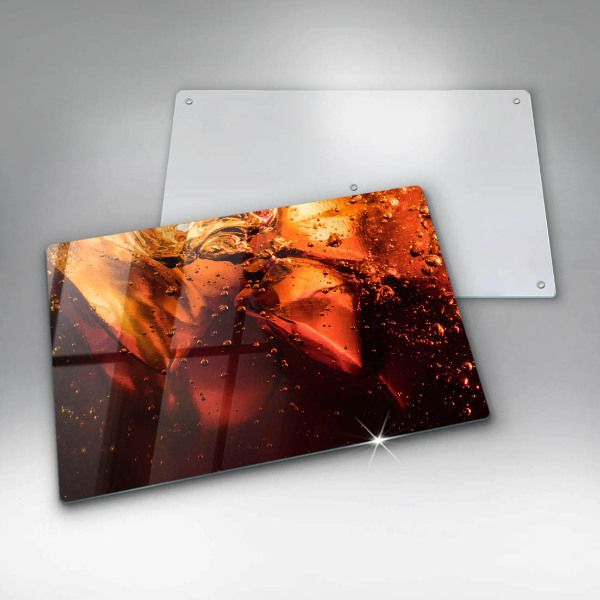 Tabla de cortar de vidrio Bebida de cola con hielo