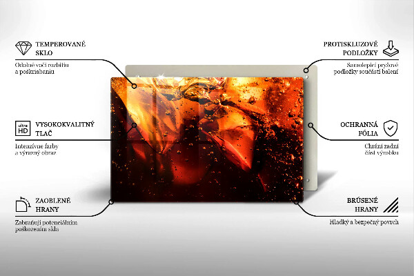 Tabla de cortar de vidrio Bebida de cola con hielo