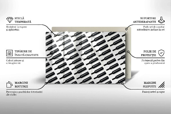 Tabla de cortar de vidrio Botellas de vino negro