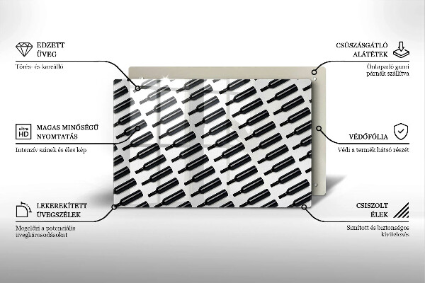 Tabla de cortar de vidrio Botellas de vino negro