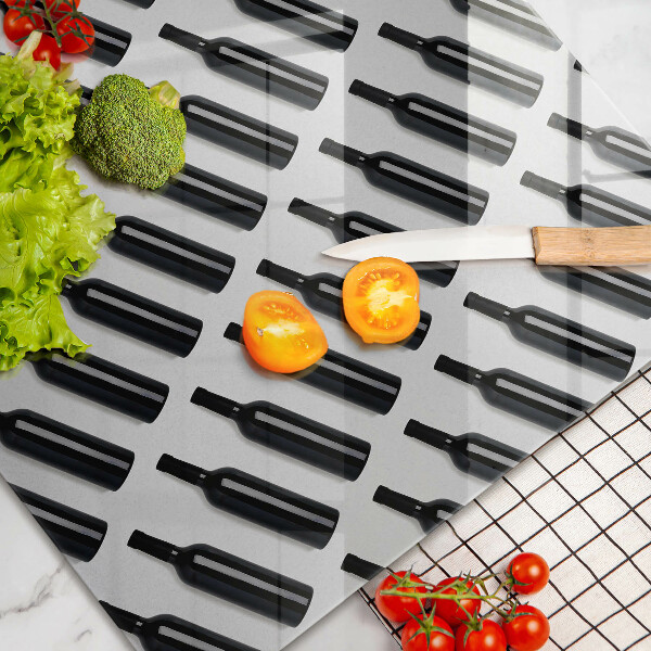 Tabla de cortar de vidrio Botellas de vino negro