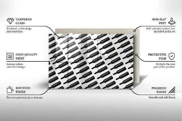 Tabla de cortar de vidrio Botellas de vino negro