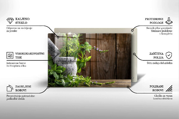 Tabla de cortar de vidrio Hierbas verdes