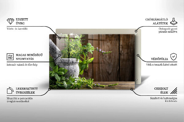 Tabla de cortar de vidrio Hierbas verdes