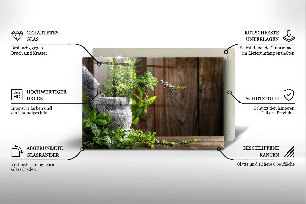 Tabla de cortar de vidrio Hierbas verdes