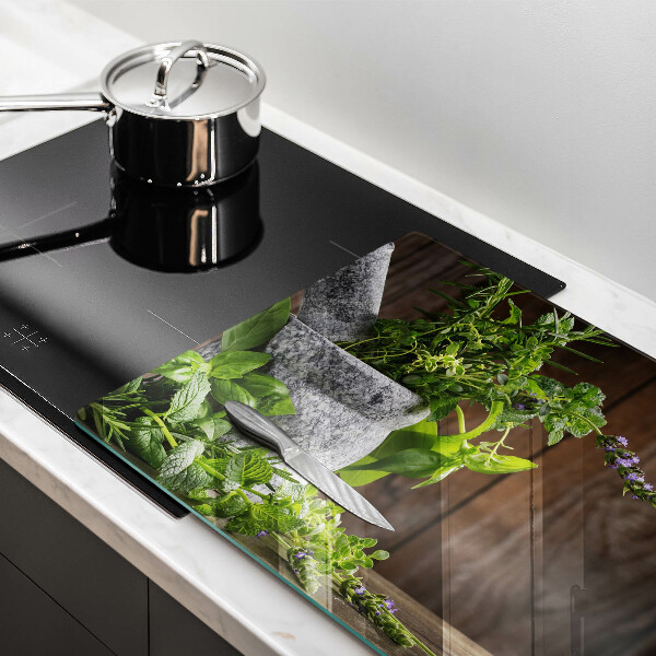 Tabla de cortar de vidrio Hierbas verdes