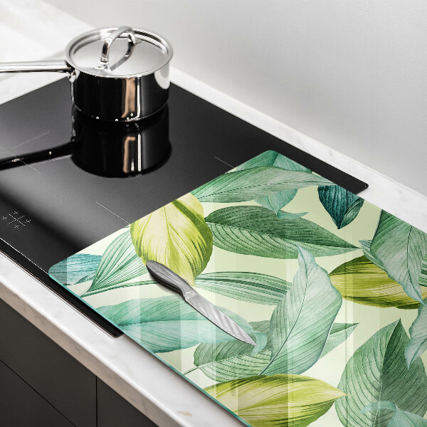 Tabla de cortar de vidrio Hojas tropicales verdes