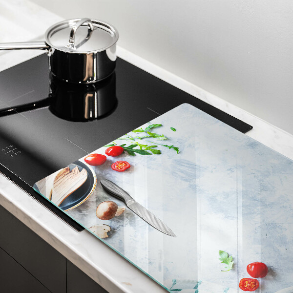 Tabla de cortar de vidrio Ingredientes en la cocina