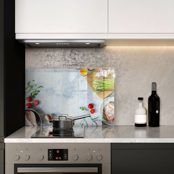 Tabla de cortar de vidrio Ingredientes en la cocina