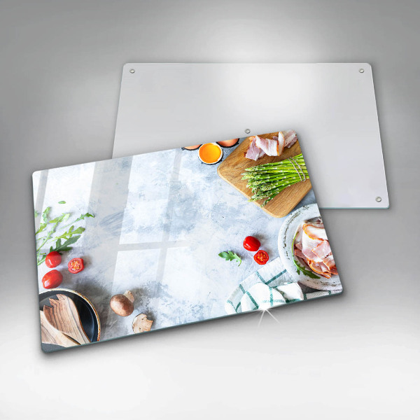 Tabla de cortar de vidrio Ingredientes en la cocina