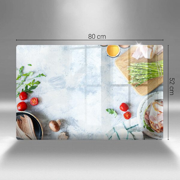 Tabla de cortar de vidrio Ingredientes en la cocina