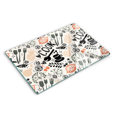 Tabla de cortar de vidrio Motivo de cocina de dibujos animados