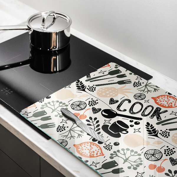 Tabla de cortar de vidrio Motivo de cocina de dibujos animados