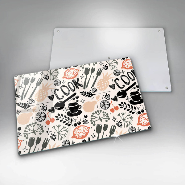 Tabla de cortar de vidrio Motivo de cocina de dibujos animados
