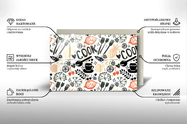 Tabla de cortar de vidrio Motivo de cocina de dibujos animados