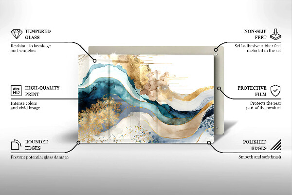 Tabla de cortar de vidrio Mármol colorido