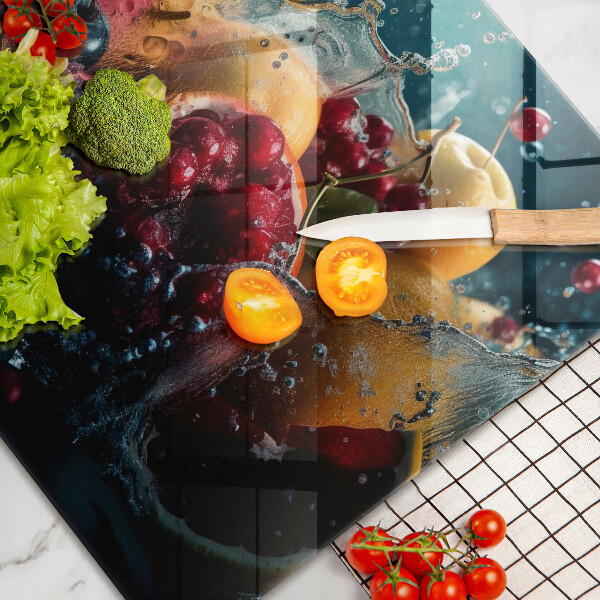 Tabla de cortar de vidrio Frutas en agua