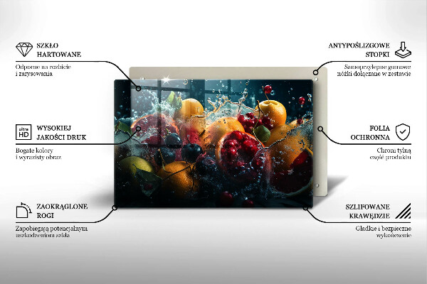 Tabla de cortar de vidrio Frutas en agua