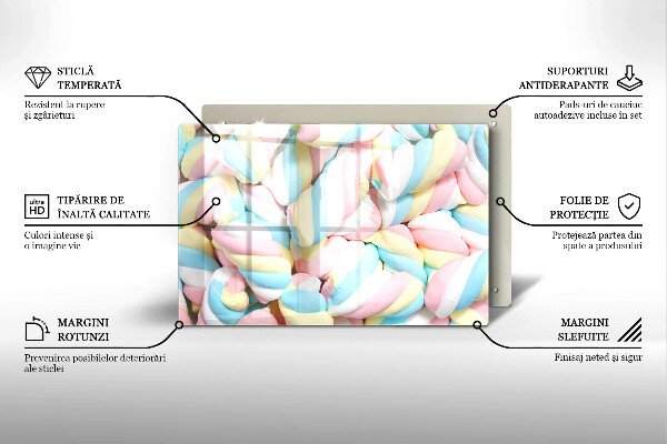 Tabla de cortar de vidrio Malvaviscos coloridos