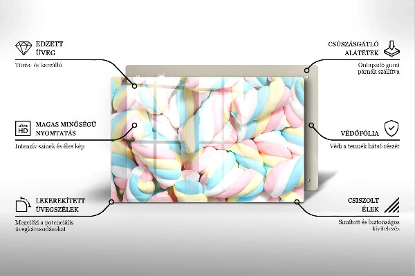 Tabla de cortar de vidrio Malvaviscos coloridos