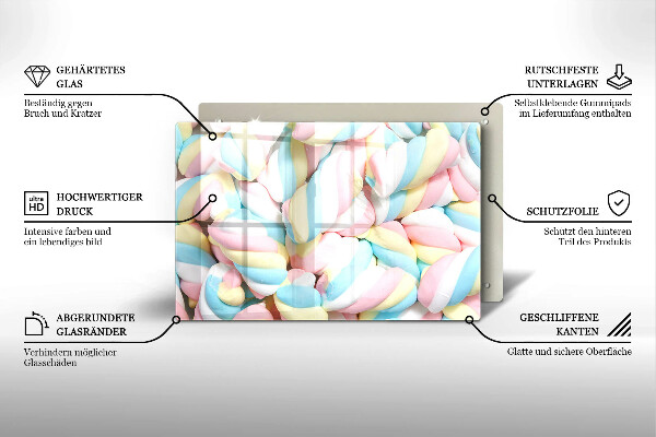 Tabla de cortar de vidrio Malvaviscos coloridos