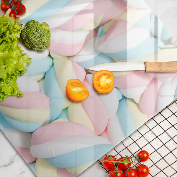 Tabla de cortar de vidrio Malvaviscos coloridos