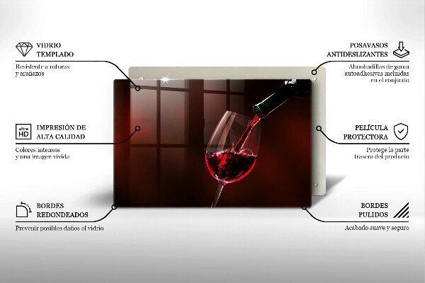 Tabla de cortar de vidrio Una copa de vino