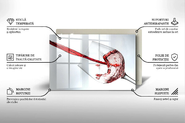 Tabla de cortar de vidrio Vino tinto