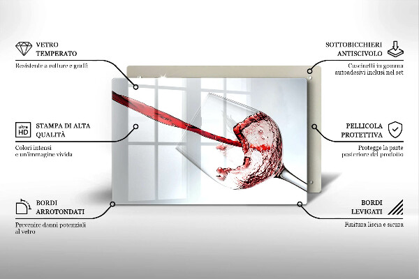 Tabla de cortar de vidrio Vino tinto