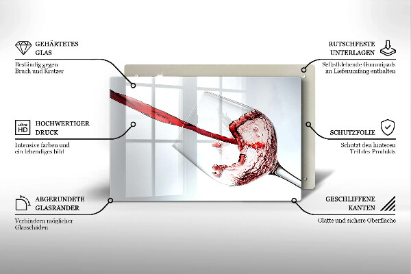 Tabla de cortar de vidrio Vino tinto