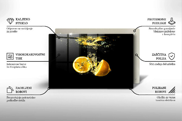 Tabla de cortar de vidrio Fruta jugosa de limón