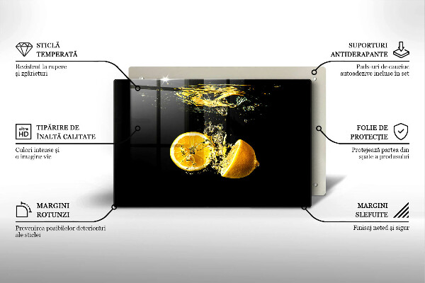 Tabla de cortar de vidrio Fruta jugosa de limón