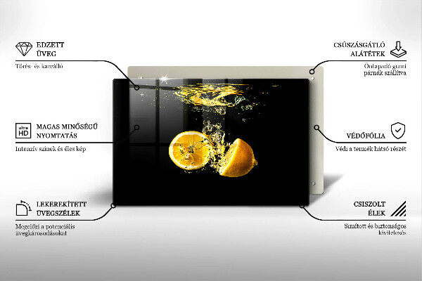 Tabla de cortar de vidrio Fruta jugosa de limón