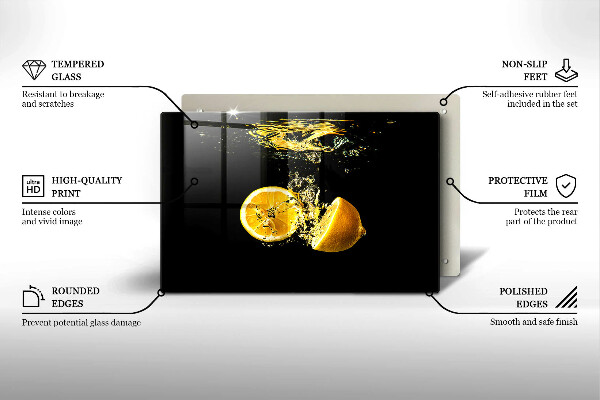 Tabla de cortar de vidrio Fruta jugosa de limón
