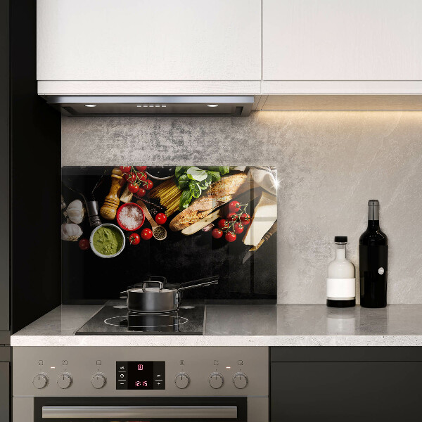 Tabla de cortar de vidrio Ingredientes y especias italianas