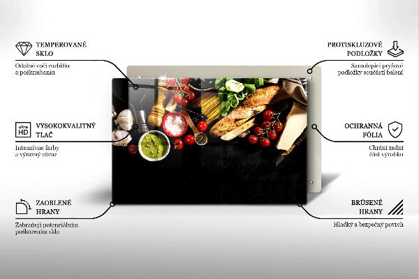 Tabla de cortar de vidrio Ingredientes y especias italianas