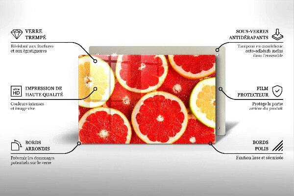 Tabla de cortar de vidrio Rodajas de pomelo