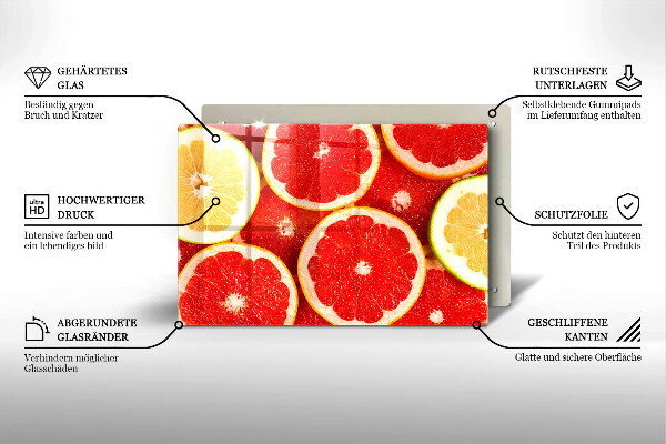 Tabla de cortar de vidrio Rodajas de pomelo