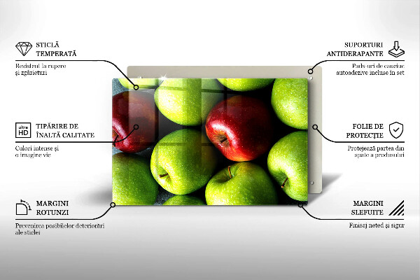 Tabla de cortar de vidrio Manzanas jugosas