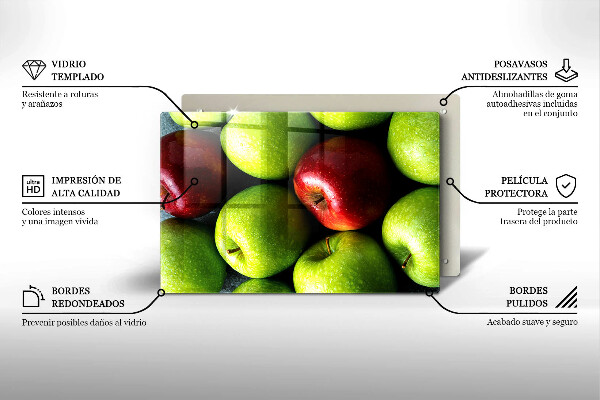 Tabla de cortar de vidrio Manzanas jugosas