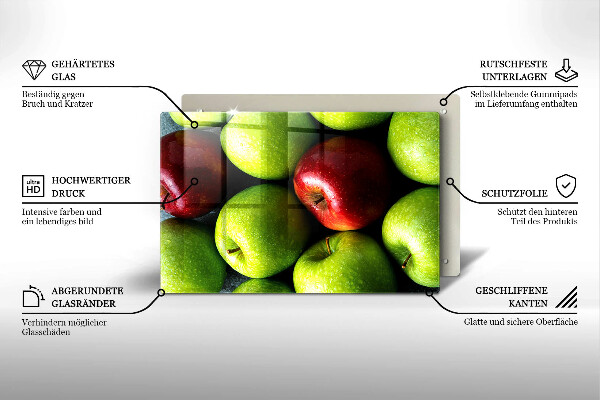 Tabla de cortar de vidrio Manzanas jugosas