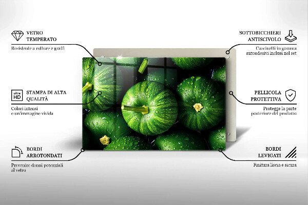 Tabla de cortar de vidrio Calabazas verdes