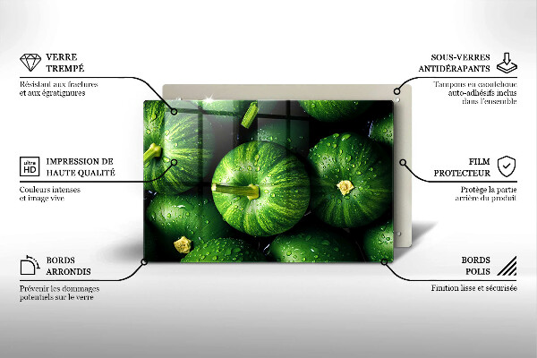 Tabla de cortar de vidrio Calabazas verdes