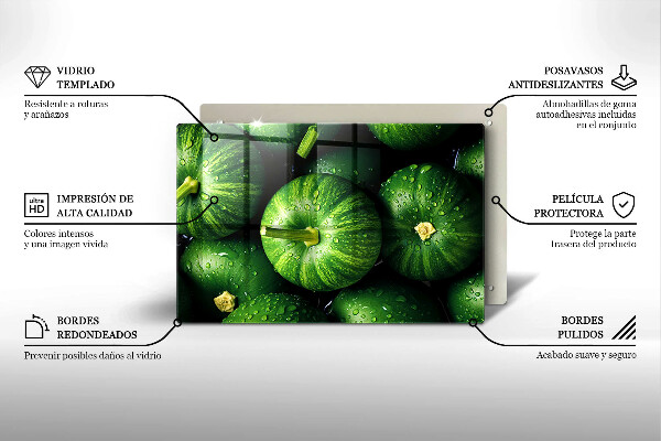 Tabla de cortar de vidrio Calabazas verdes